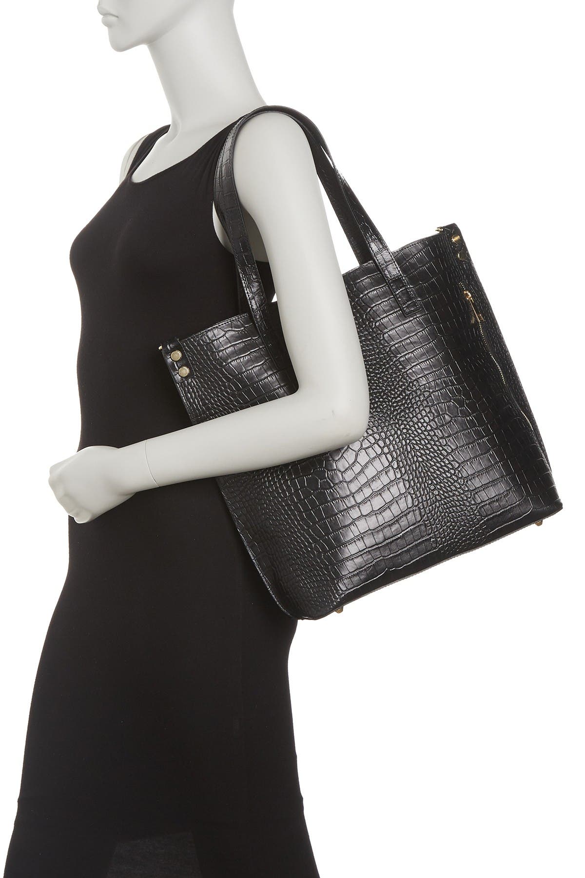 GIULIA MASSARI Embossed Croc Leather Tote, Alternate, color, 