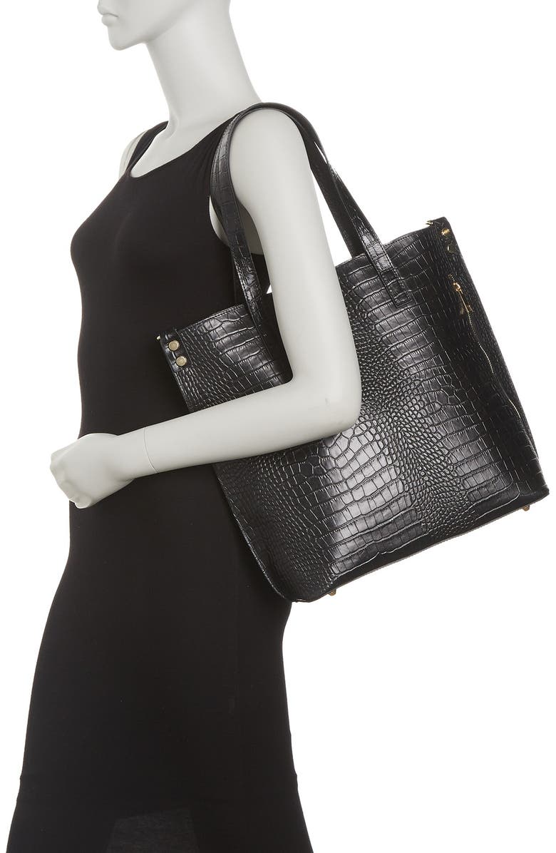 GIULIA MASSARI Embossed Croc Leather Tote, Alternate, color,