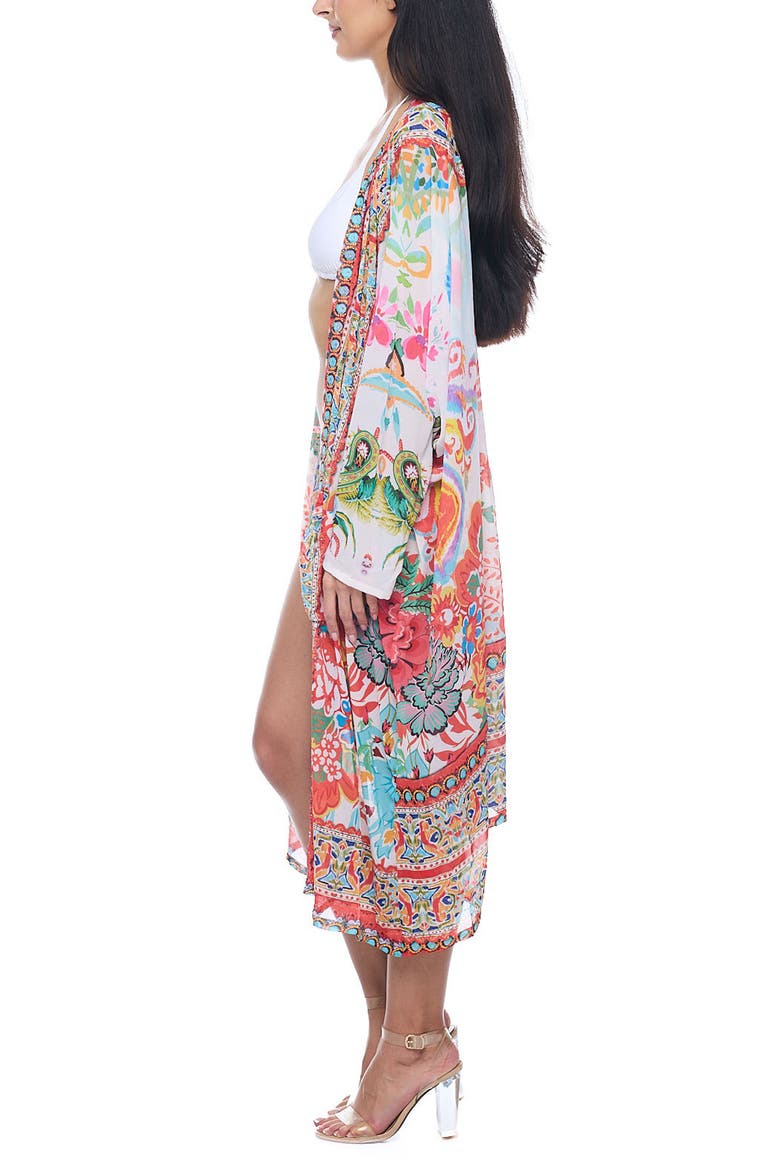 Floral Cover-Up Duster, Alternate, color, WHITE