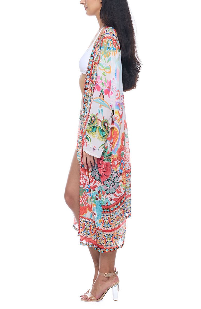 RANEES Floral Cover-Up Duster, Alternate, color, White