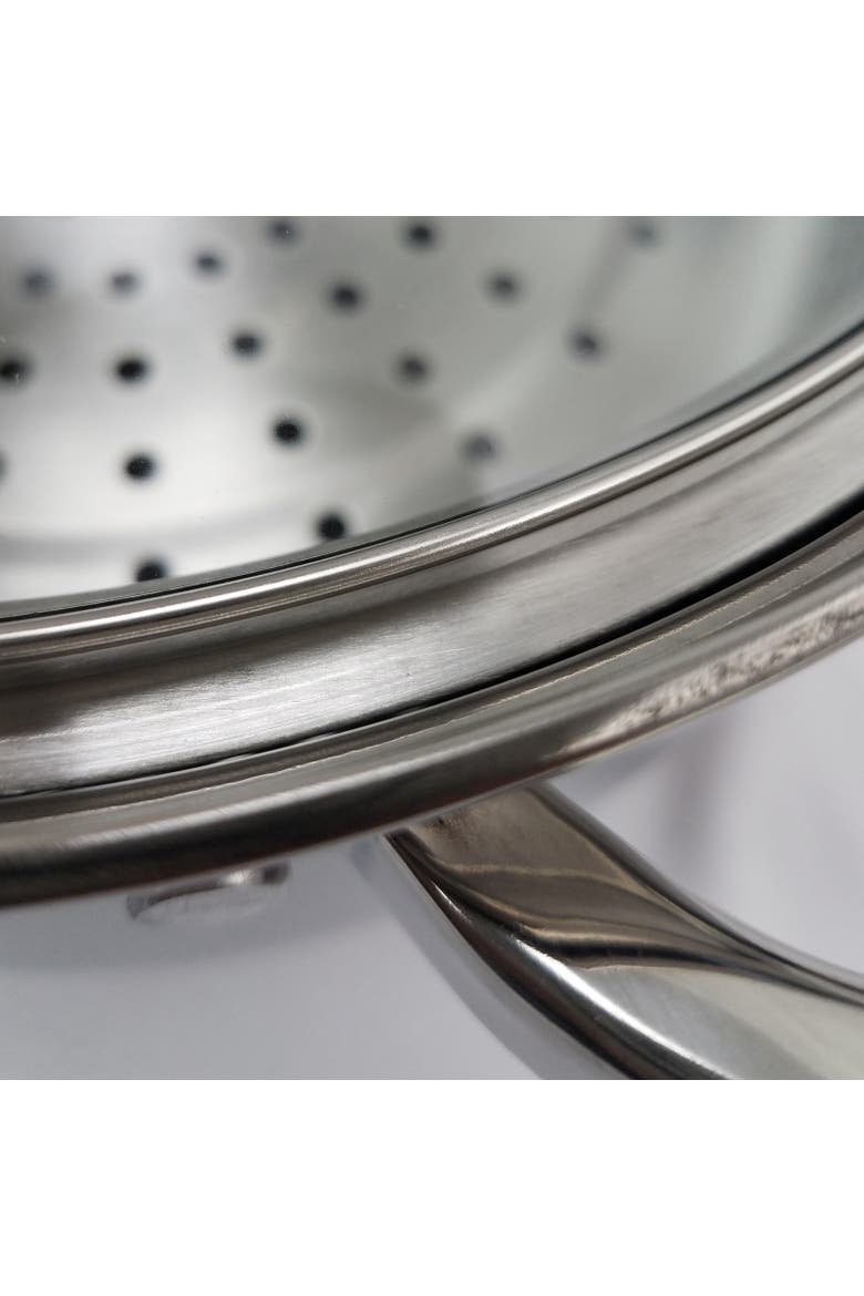Sangerfield 6 Quart Stainless Steel Casserole Pan with Steamer Insert and Lid, Alternate, color, Metallic Silver