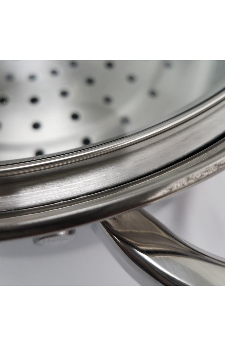 OSTER Sangerfield 6 Quart Stainless Steel Casserole Pan with Steamer Insert and Lid, Alternate, color, Metallic Silver