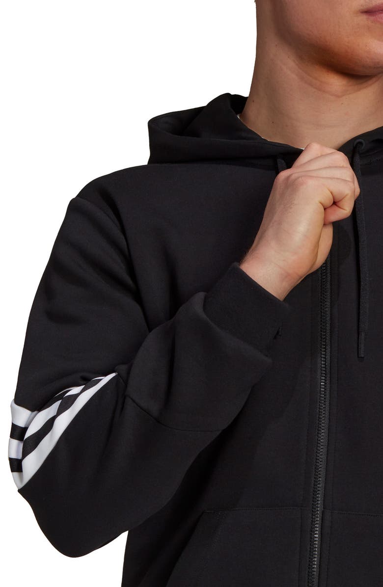 adidas 3-Stripes Front Zip Fleece Hoodie, Alternate, color,