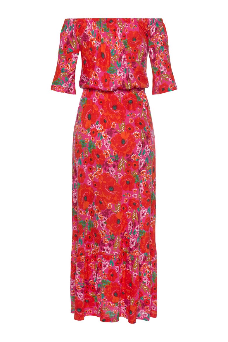 Off Shoulder Printed Maxi Dress, Alternate, color, Multi