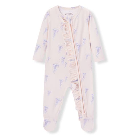 Cotton Stretch Ruffle Footed Romper (Baby)