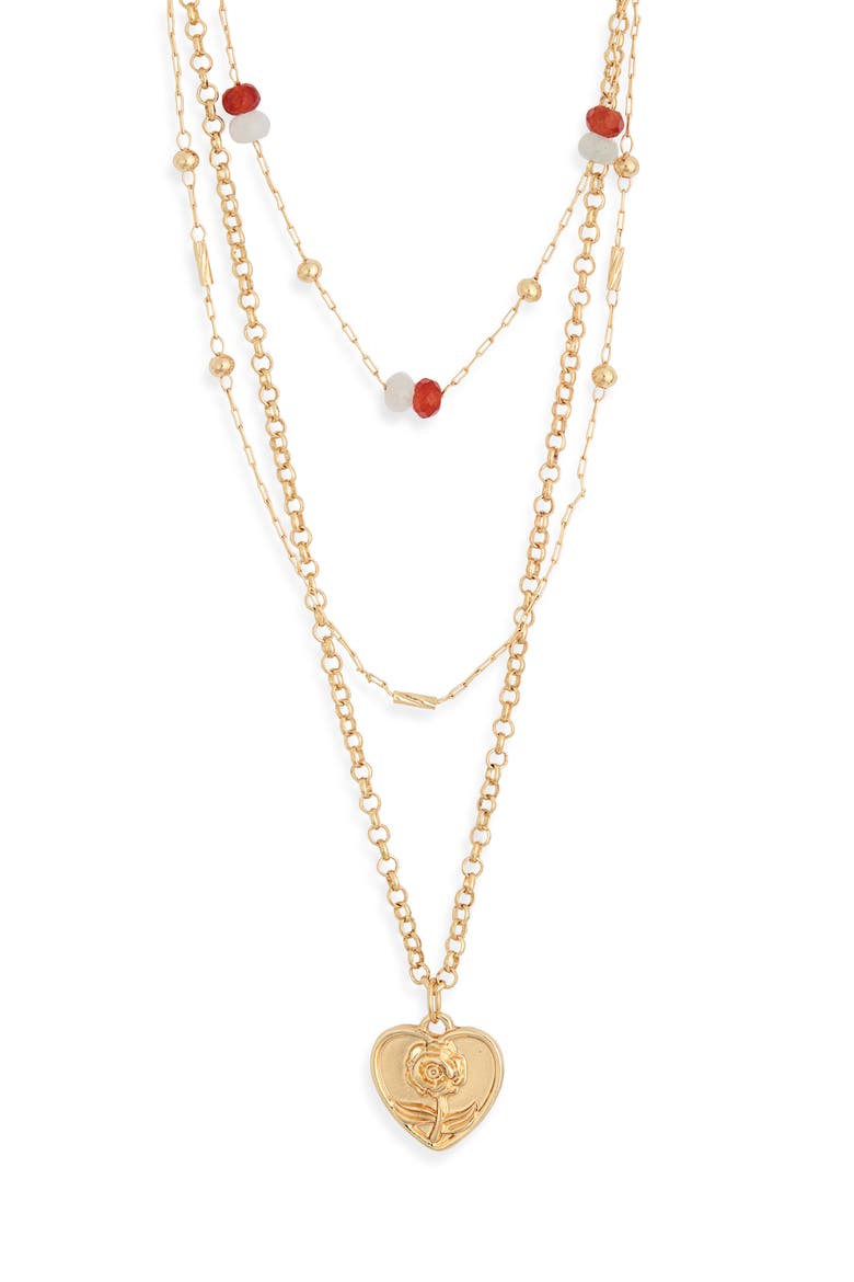 Layered Beaded Necklace, Main, color, GOLD MULTI