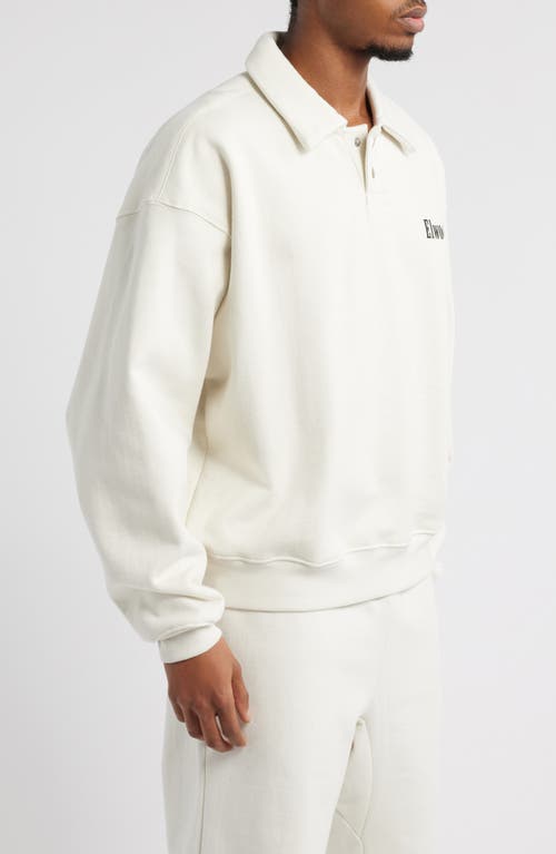 Elwood Heavyweight Fleece Polo Collar Sweatshirt In Pearl