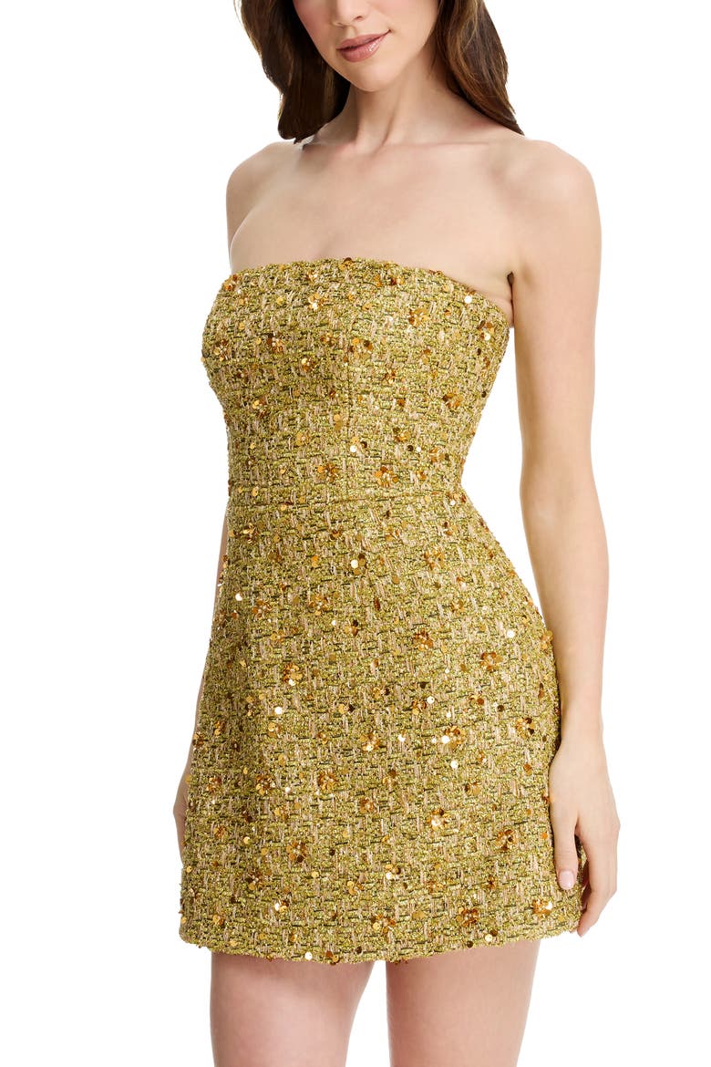 Scottie Sequin Strapless Minidress, Alternate, color, GOLD MULTI