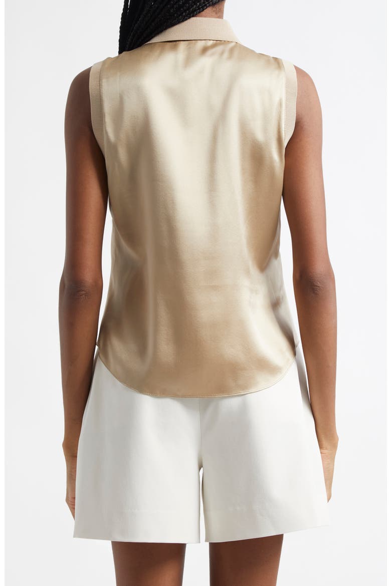 Giselle Silk Sleeveless Shirt, Alternate, color, KHAKI