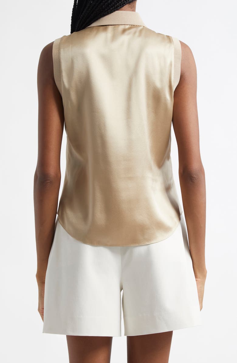 Cinq à Sept Giselle Silk Sleeveless Shirt, Alternate, color, Khaki