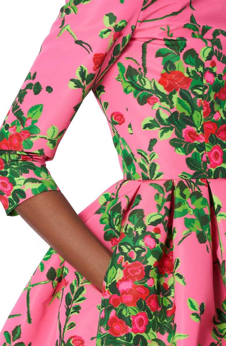 Carolina Herrera Tea Rose Fit & Flare Dress, Alternate, color,