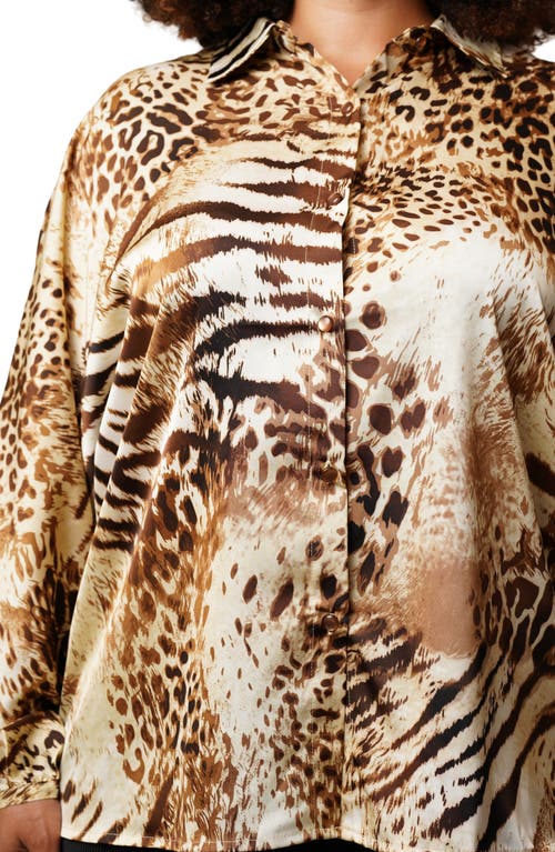 Cyrus Floral Button-up Shirt In Brown