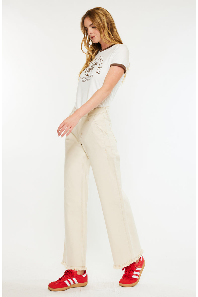 Grace High Rise Wide Jeans, Alternate, color, Cream