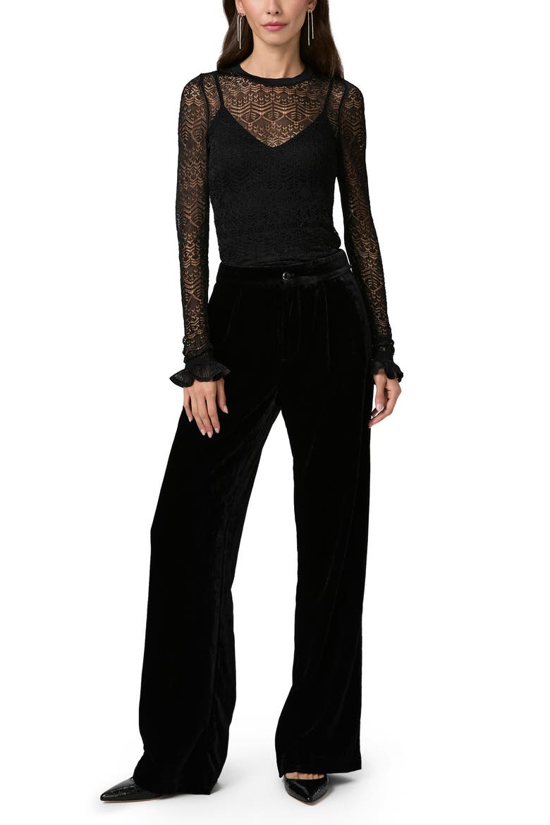 Ciera Lace Trim Top, Alternate, color, BLACK