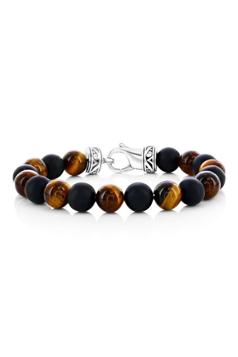 Men's Onyx & Tiger's Eye Beaded Bracelet, Main, color, TIGER EYE/ ONYX