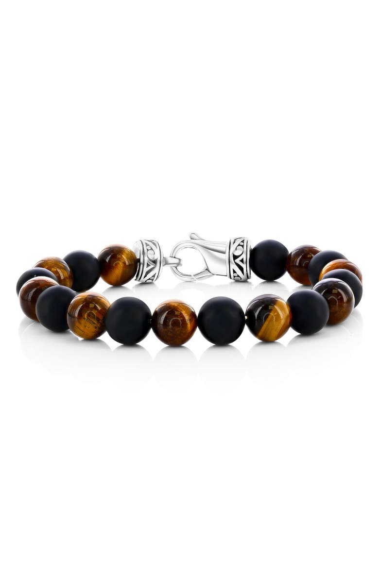 BLACKJACK Men's Onyx & Tiger's Eye Beaded Bracelet, Main, color, 