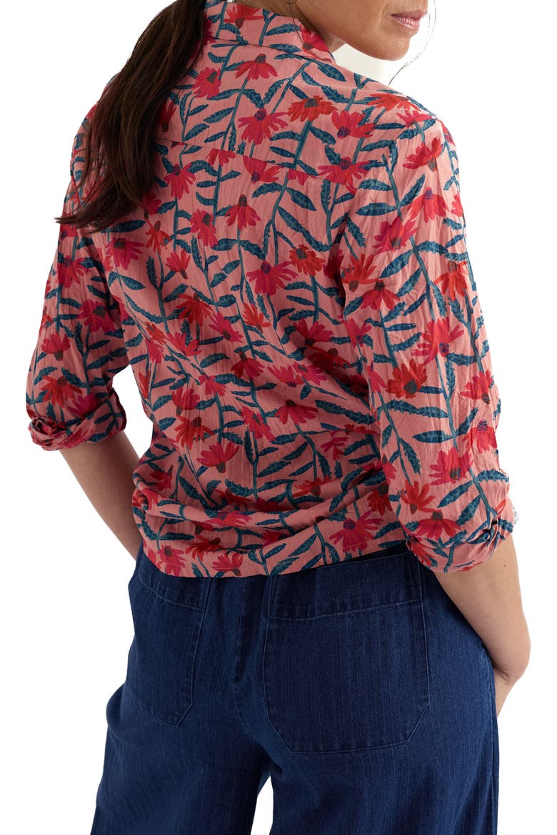 Larissa Floral Crinkled Organic Cotton Button-Up Shirt, Alternate, color, ECHINACEA STEMS ROSEHIP