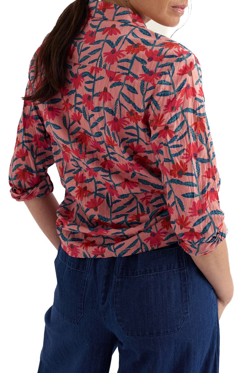 Seasalt Cornwall Larissa Floral Crinkled Organic Cotton Button-Up Shirt, Alternate, color, Echinacea Stems Rosehip