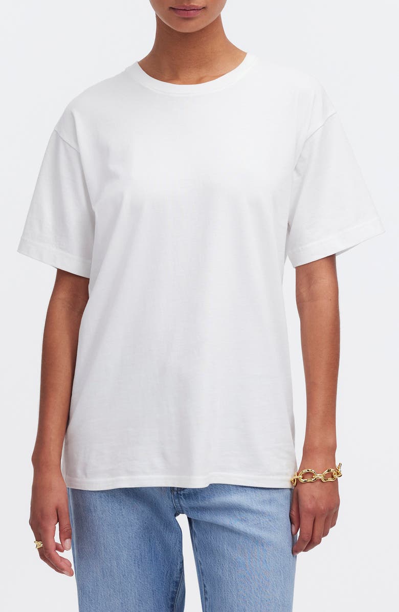 Madewell Cotton Relaxed Oversize T-Shirt, Main, color, Eyelet White