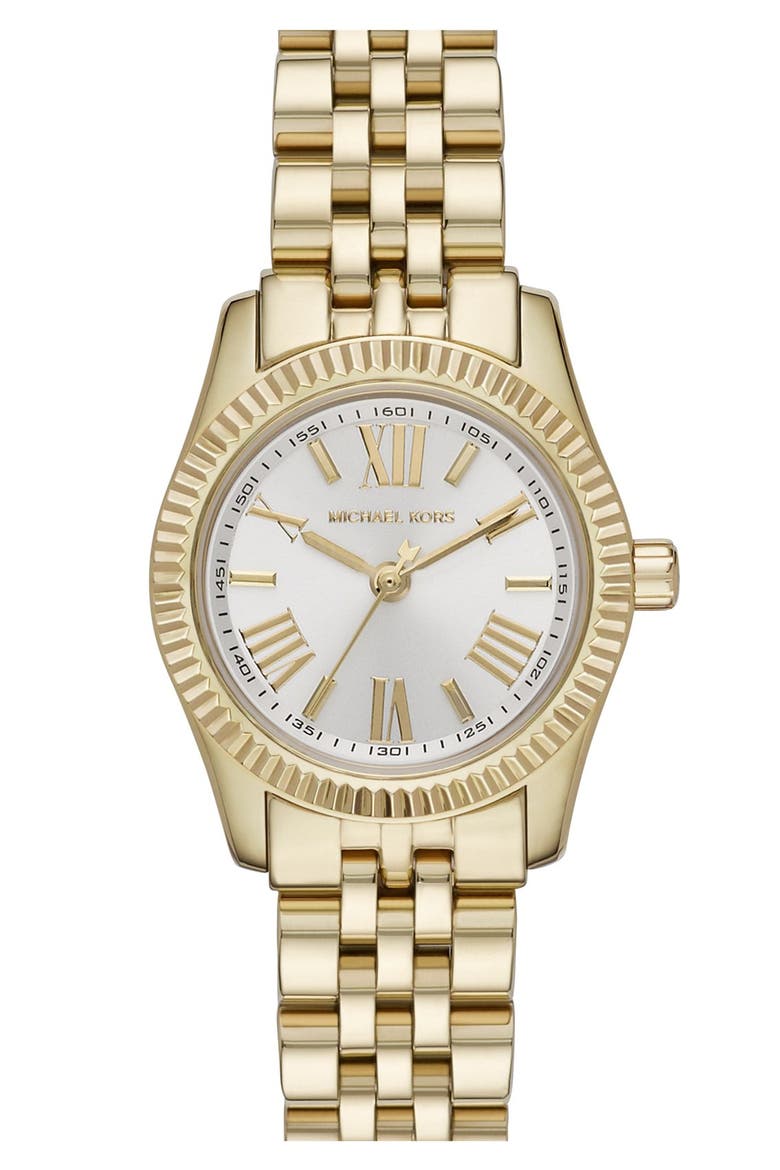 Michael Kors 'Petite Lexington' Bracelet Watch, 26mm, Main, color, GOLD