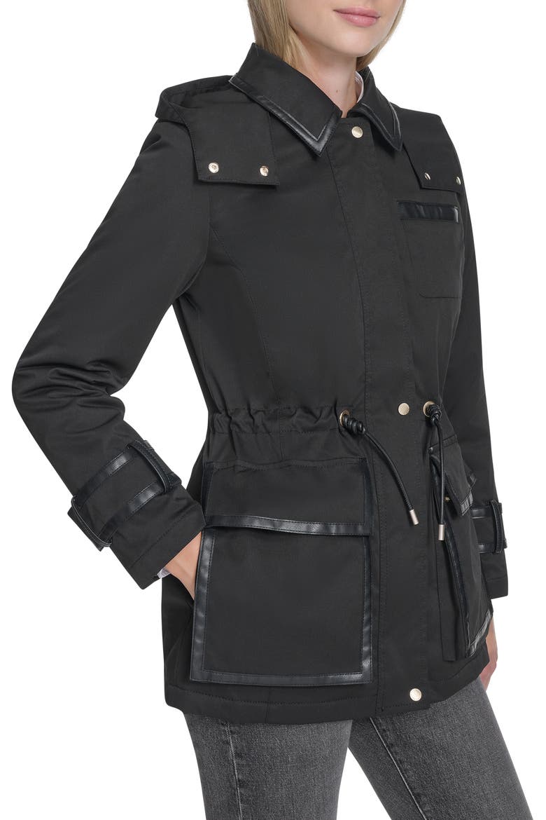 Hooded Water Resistant Insulated Raincoat, Alternate, color, BLACK