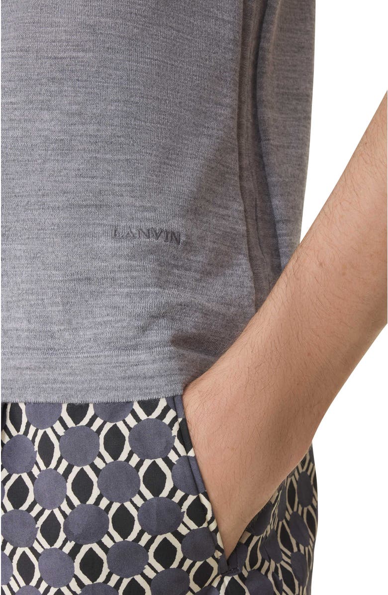 Lanvin Black Merino Wool Polo Shirt, Alternate, color, Light Grey