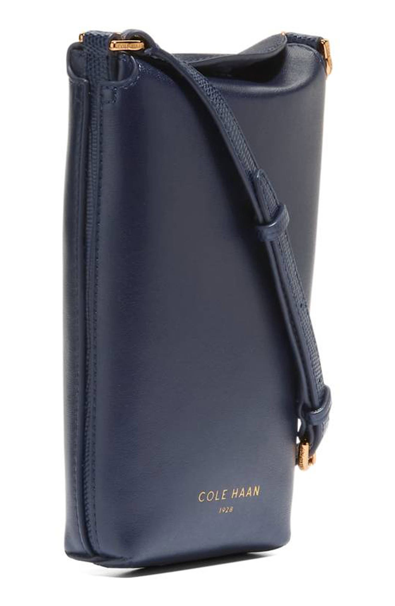 Cole Haan Clarisse Leather Phone Crossbody Bag, Alternate, color, Ch Midnight Moon Lizard