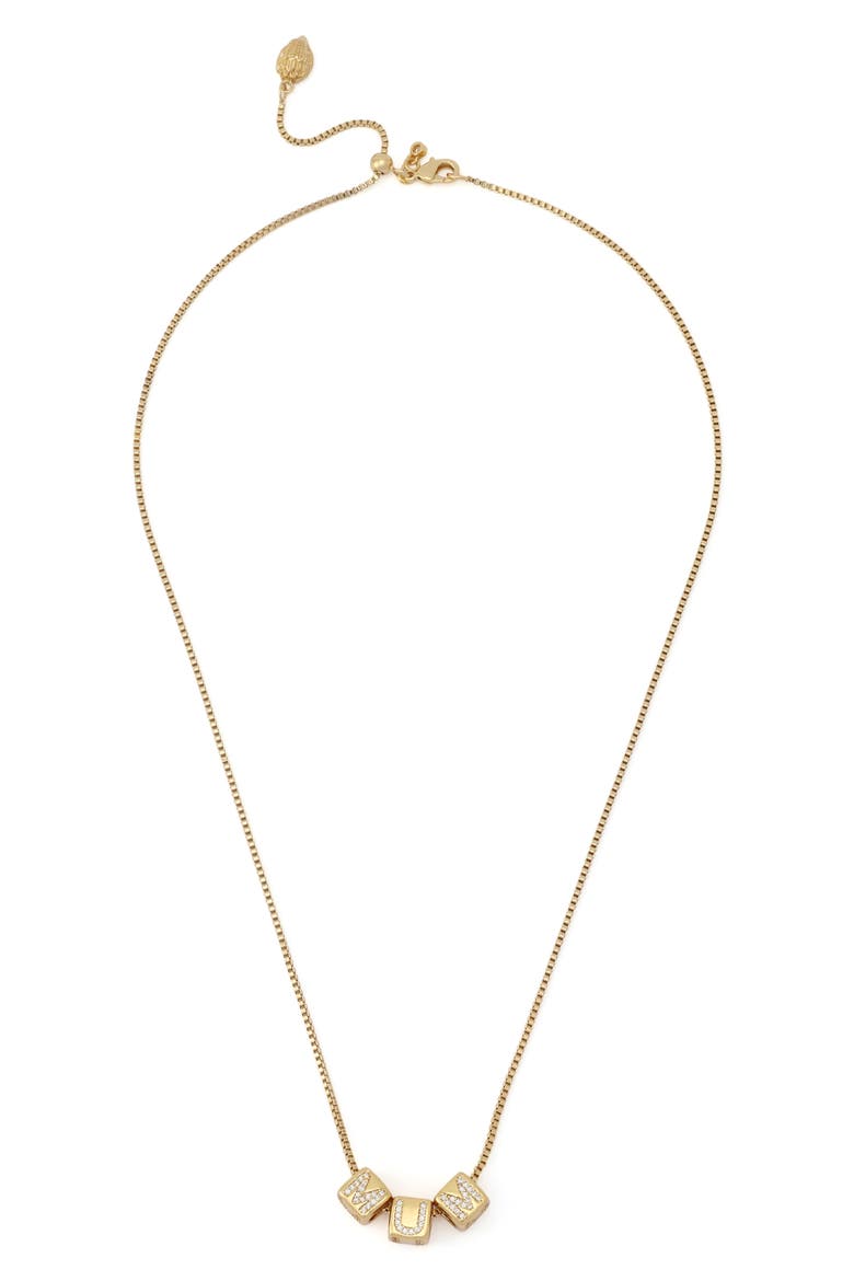 Mum Cube Pendant Necklace, Alternate, color, GOLD