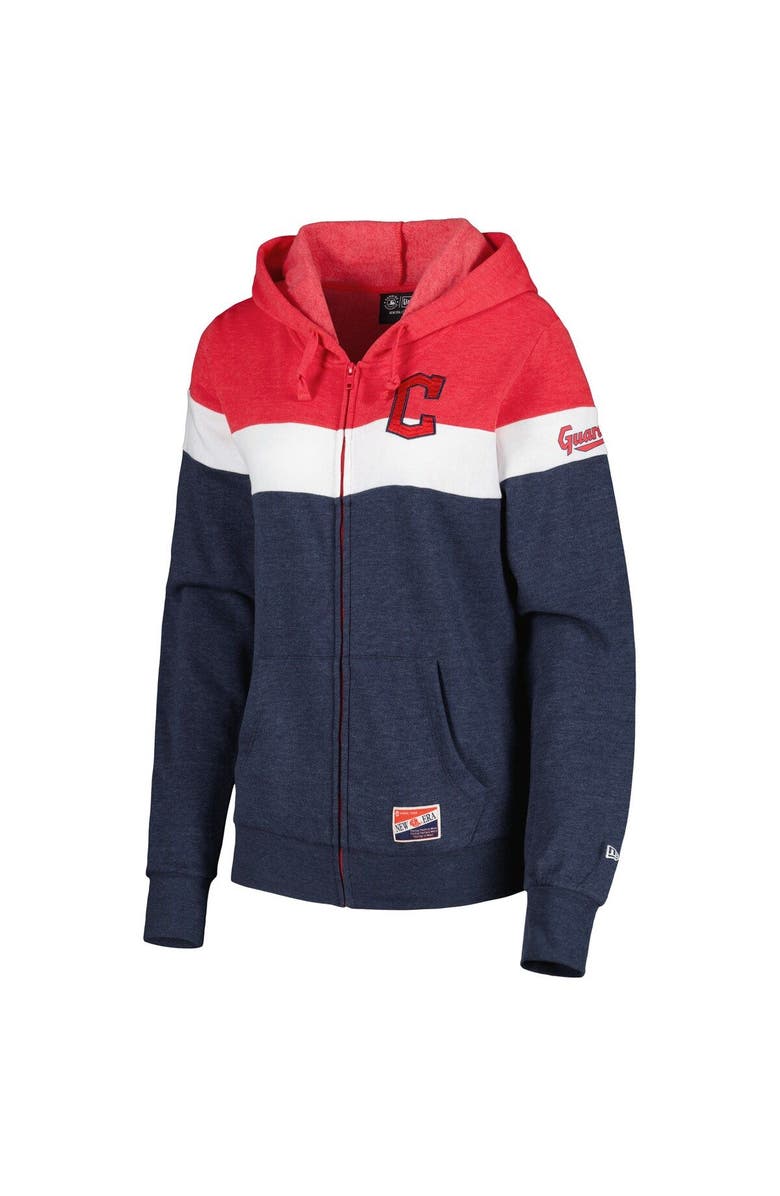 New Era Women's New Era Heather Navy Cleveland Guardians Colorblock Full-Zip Hoodie Jacket, Alternate, color, 