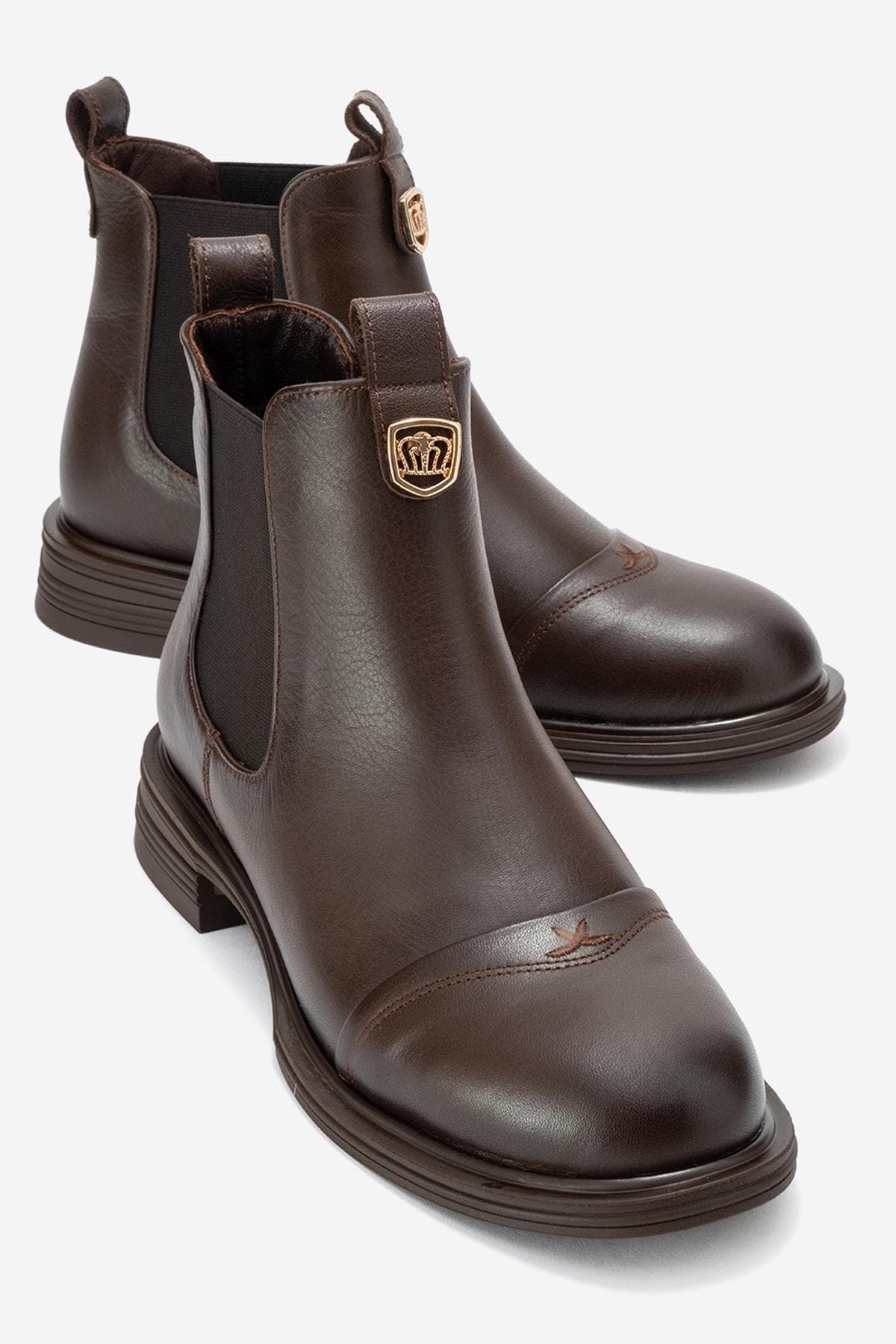Sidney Leather Buckled Chelsea Boot, Alternate, color, Brown Leather