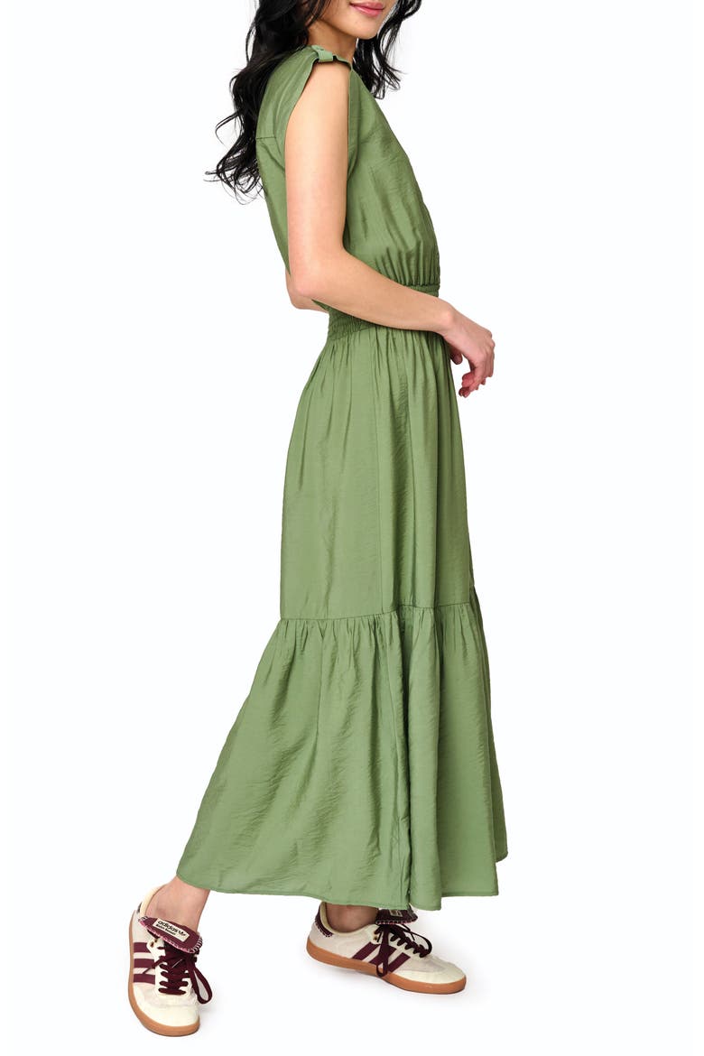Bohemian Smock Waist Maxi Dress, Alternate, color, VINEYARD GREEN