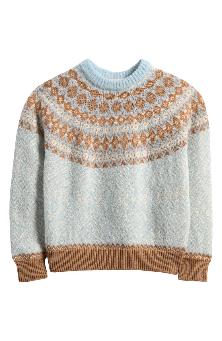 Moncler Kids' Fair Isle Virgin Wool Sweater, Main, color, Light Blue