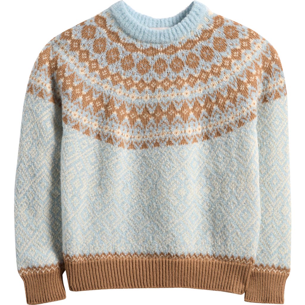 Moncler Kids' Fair Isle Virgin Wool Sweater In Blue