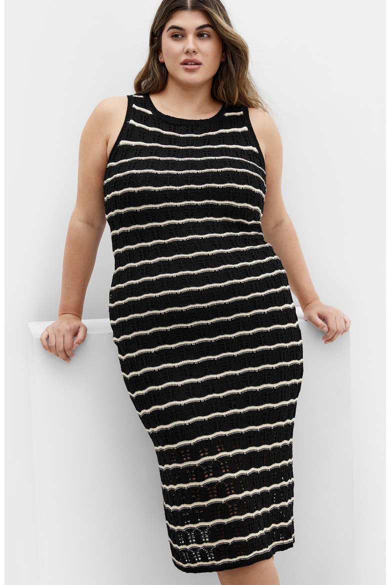 Open Knit Midi Tank Dress, Alternate, color, MONO WAVE