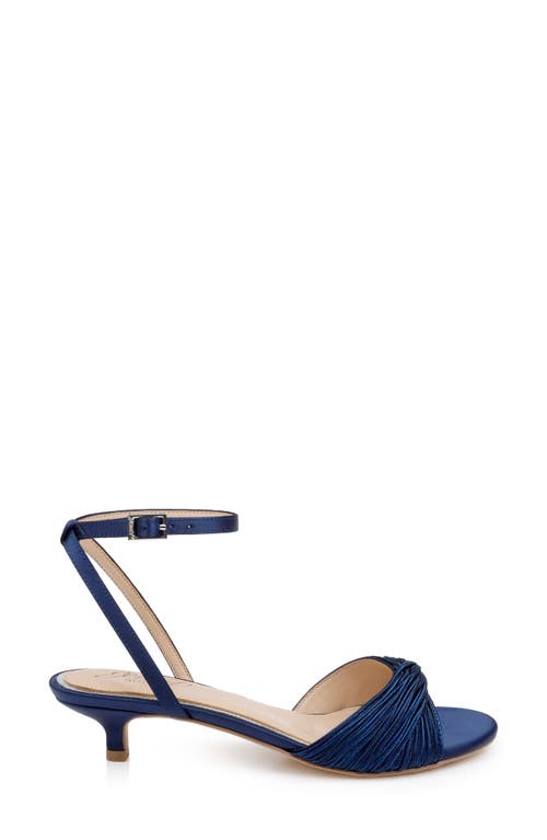 Jewel Badgley Mischka Nance Ankle Strap Kitten Heel Sandal In Navy Satin