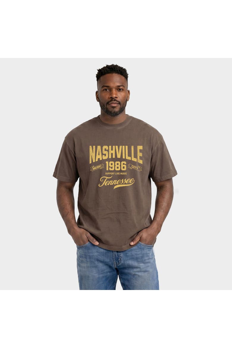 Nashville Tennessee Music City Garment Dyed T-Shirt, Main, color, Espresso