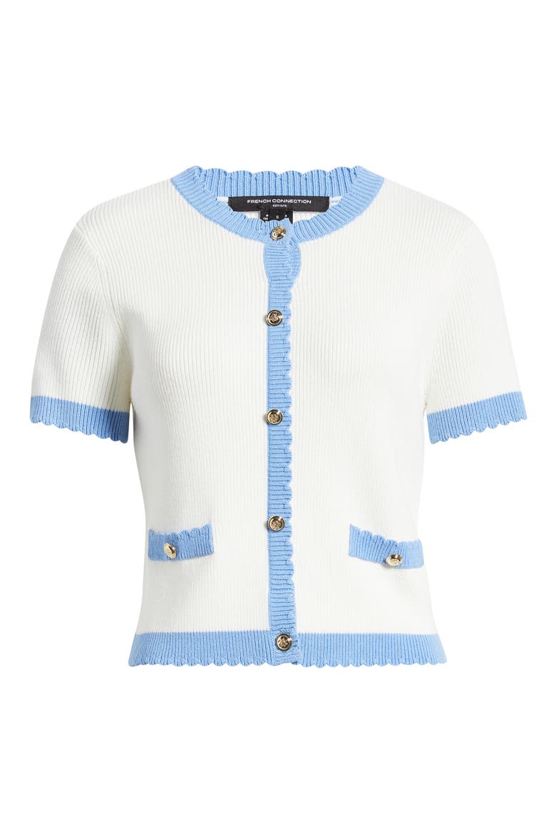 Bennet Short Sleeve Rib Cardigan, Alternate, color, SUMMER WHITE-BLUE HY