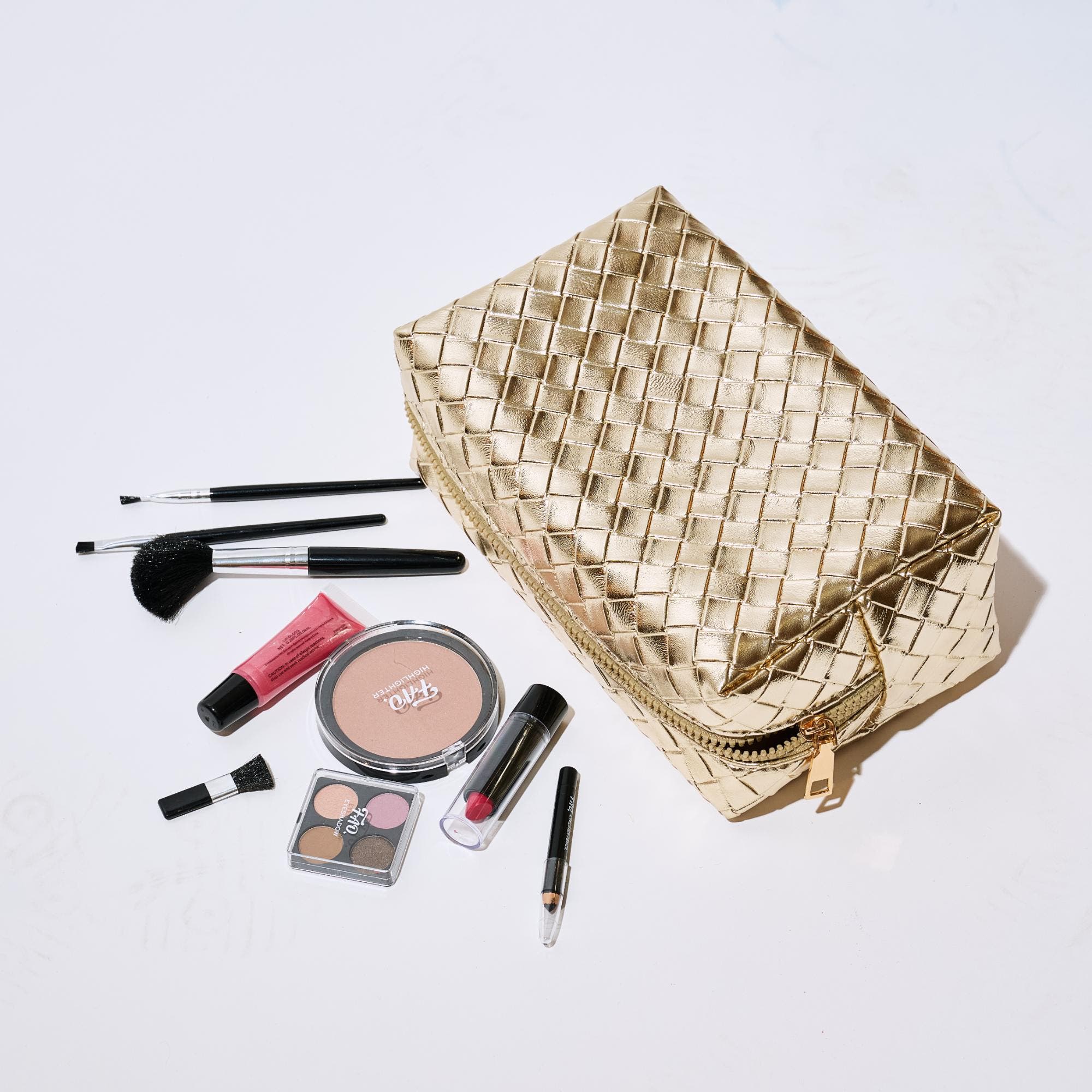 Weave & Wander Cosmetic & Travel Organizer Pouch, Main, color, Gold