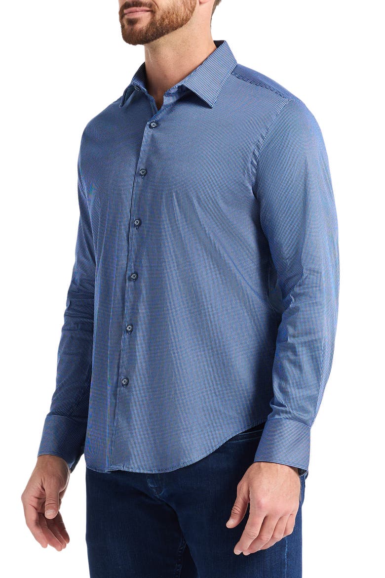 Cortland Stretch Cotton Button-Up Shirt, Alternate, color, NAVY