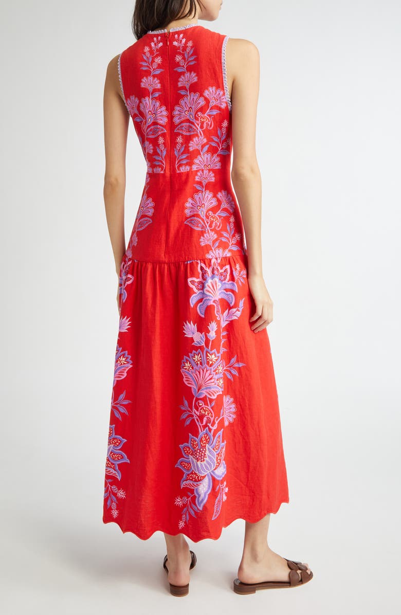 FARM Rio Porcelain Garden Floral Linen Maxi Dress, Alternate, color,