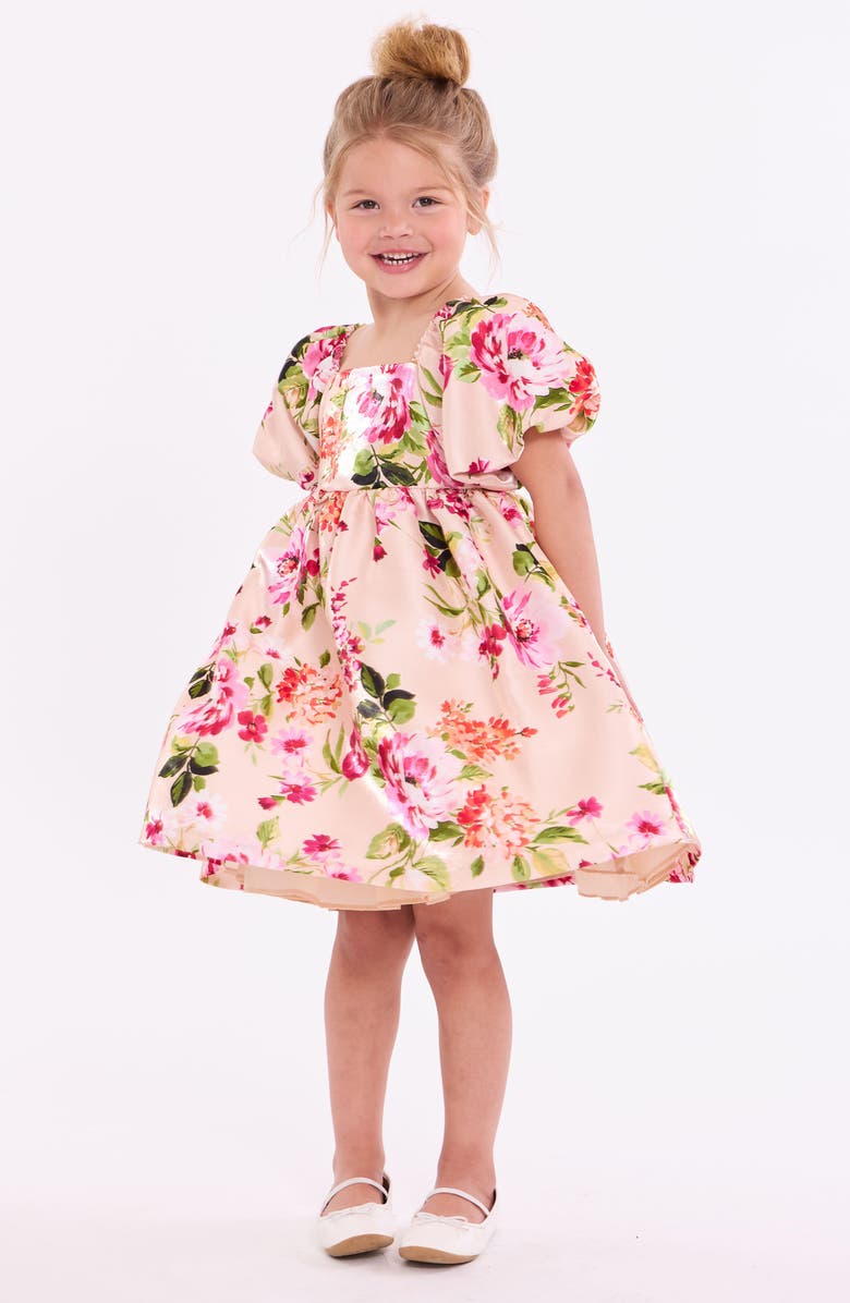 Iris & Ivy Kids' Shimmer Floral Print Dress, Alternate, color, Blush