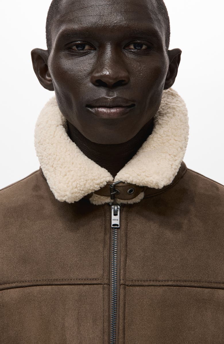 MANGO Faux Shearling Jacket, Alternate, color, Medium Brown