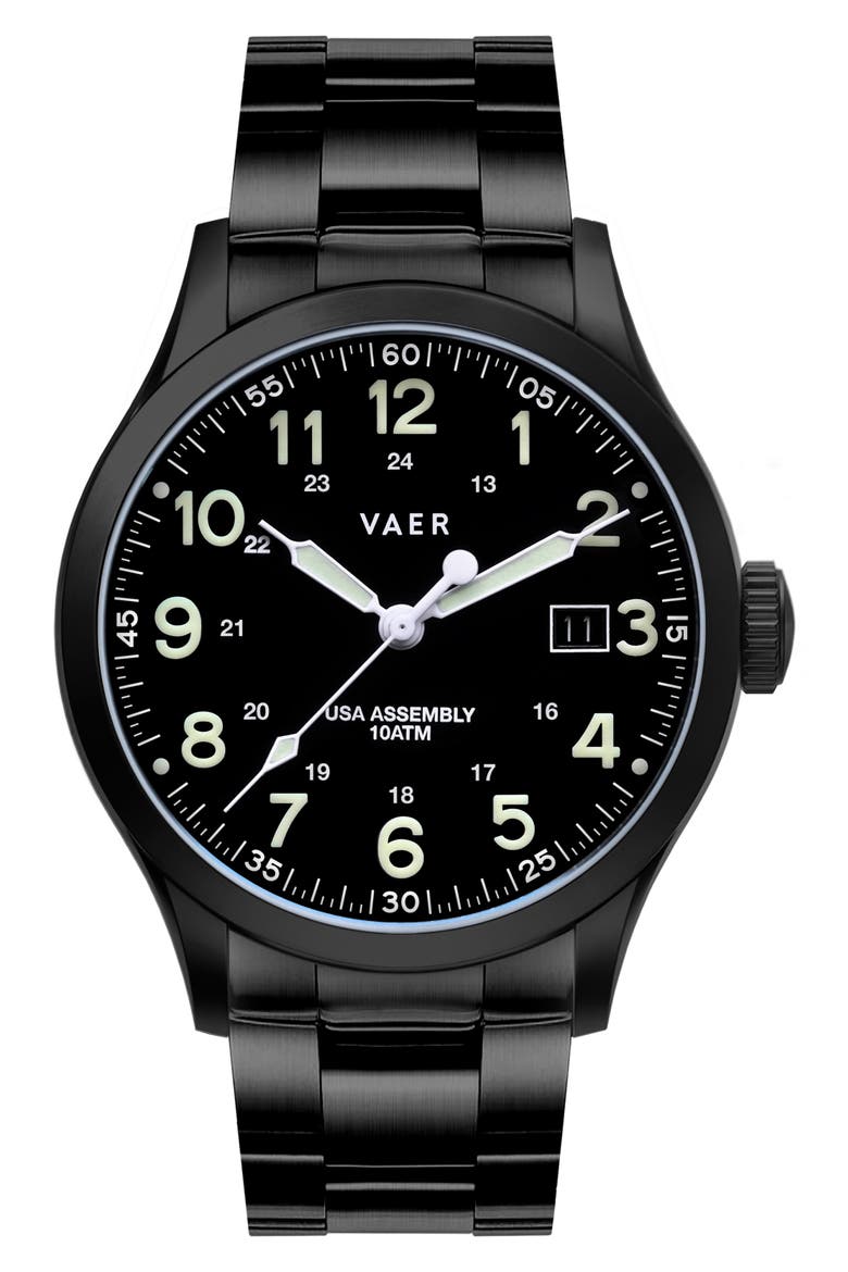 C5 Tactical Field Bracelet Watch, 40mm, Main, color, BLACK