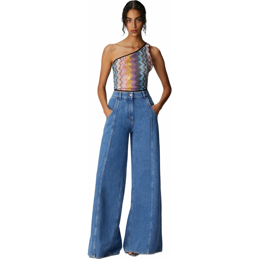 Missoni Printed Lace One-shoulder Top In Animal Print