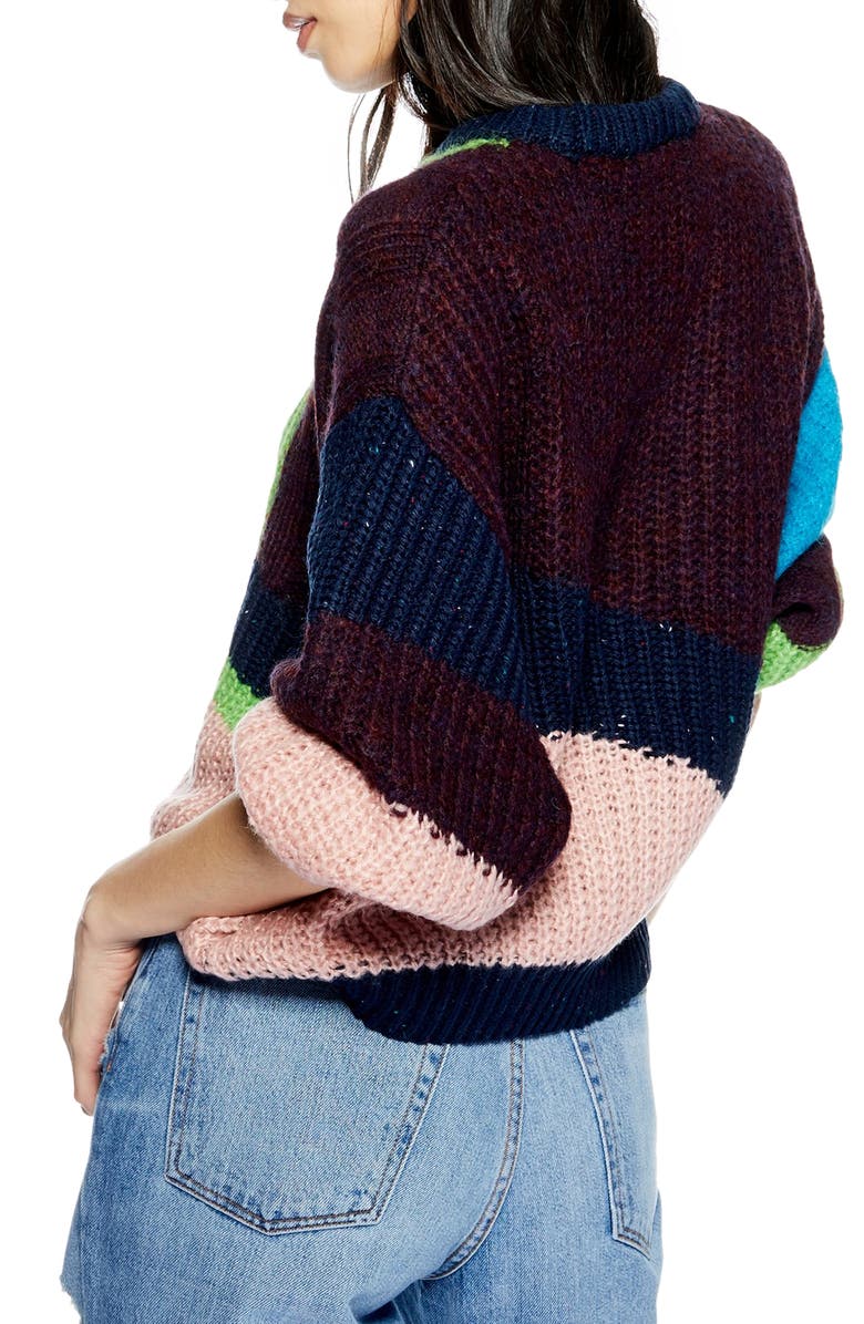 Topshop Colorblock Sweater, Alternate, color, 
