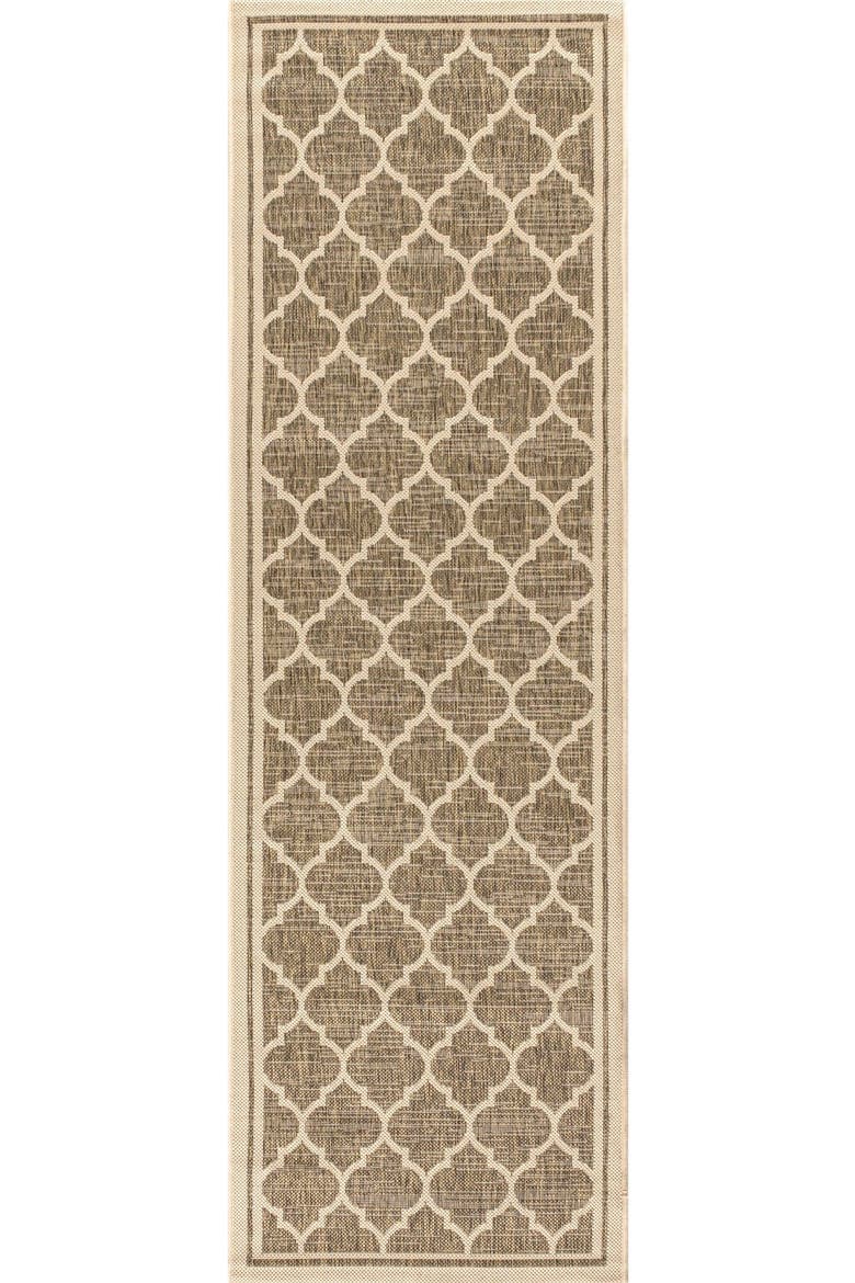 Trebol Moroccan Trellis Textured Weave Indoor/Outdoor Area Rug, Alternate, color, Brown/Beige