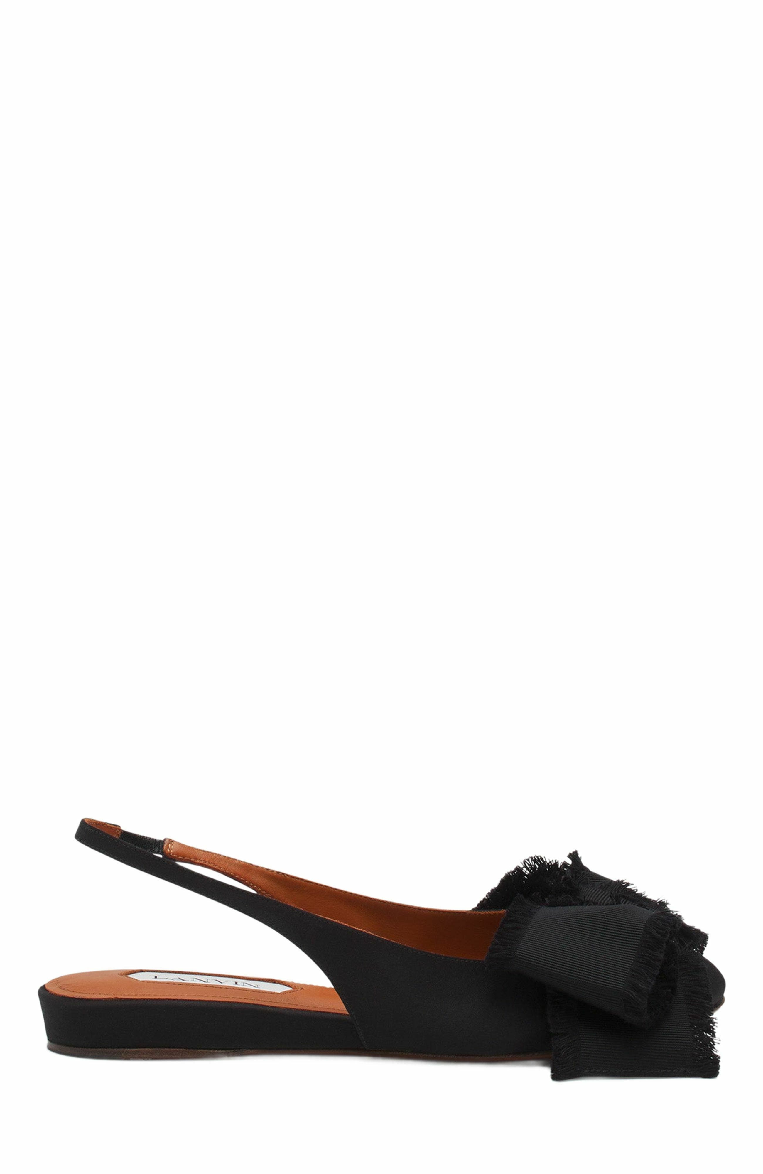 Lanvin Slingback Ballerina Flat In Satin, Main, color, Black