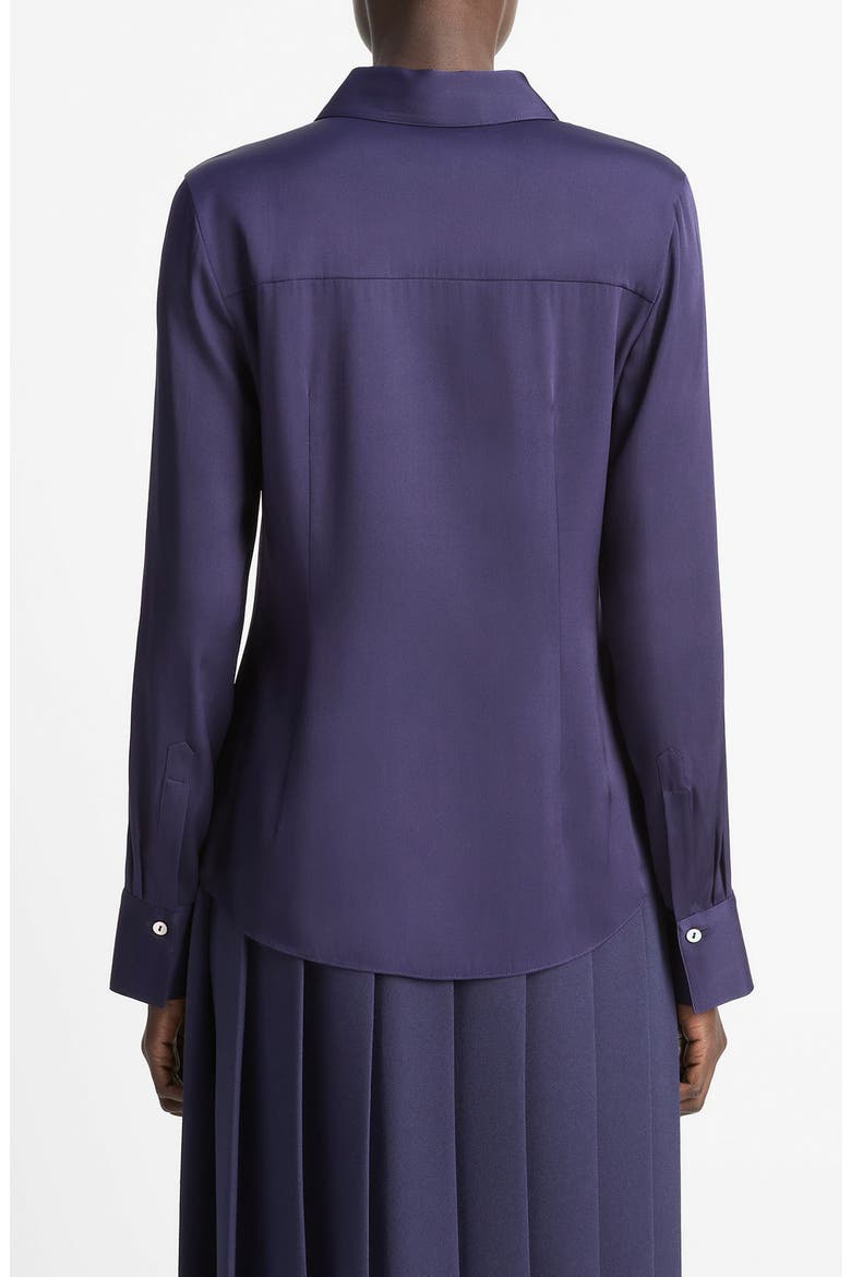Slim Fit Silk Blend Button-Up Shirt, Alternate, color, TWILIGHT