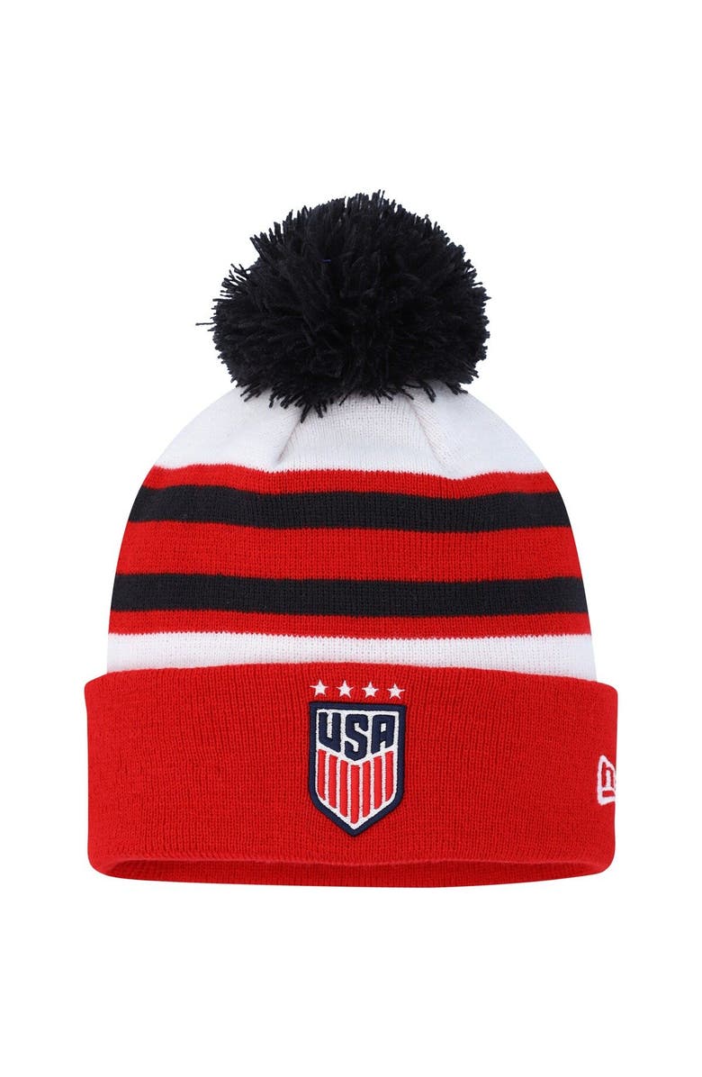 New Era Men's New Era White USWNT Team Cuffed Knit Hat with Pom, Main, color, White