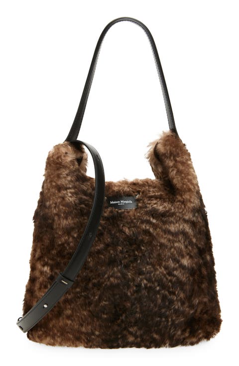 Dress-age Leather & Genuine Shearling Hobo Bag